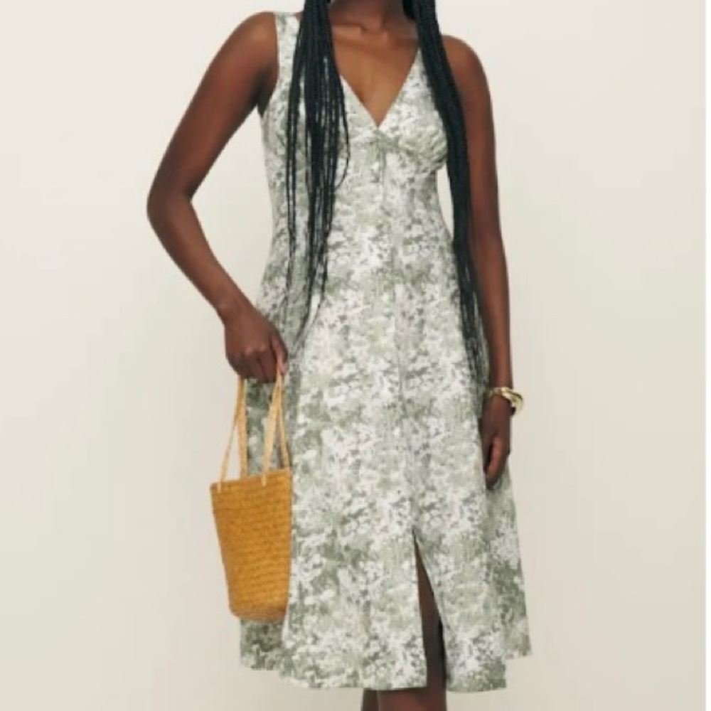 🌿|NWT| Reformation Sebastien Linen Dress in Glade
